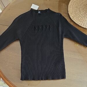 Chic Black Ribbed Women's Top Nwt